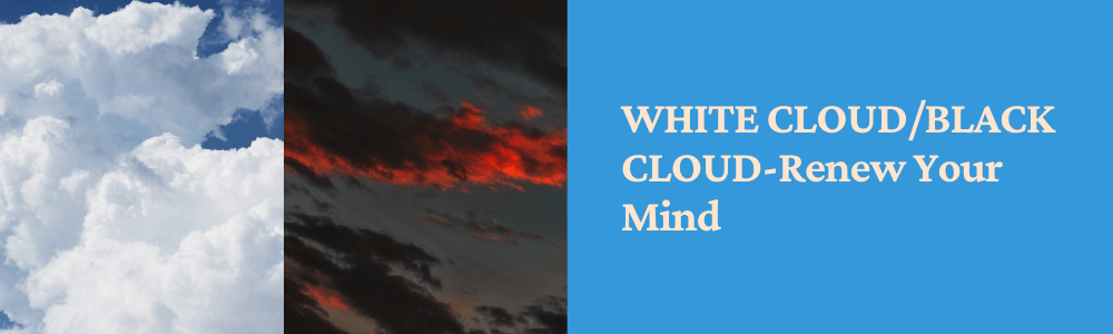 a white cloud and a black cloud