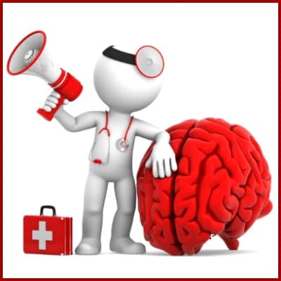 3d man with a red brain